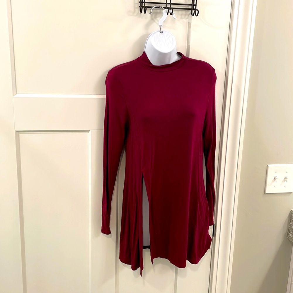 Women’s Red Long-Sleeve top with slit on the side Size Large